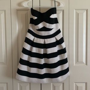 Express Striped Strapless Scuba Dress